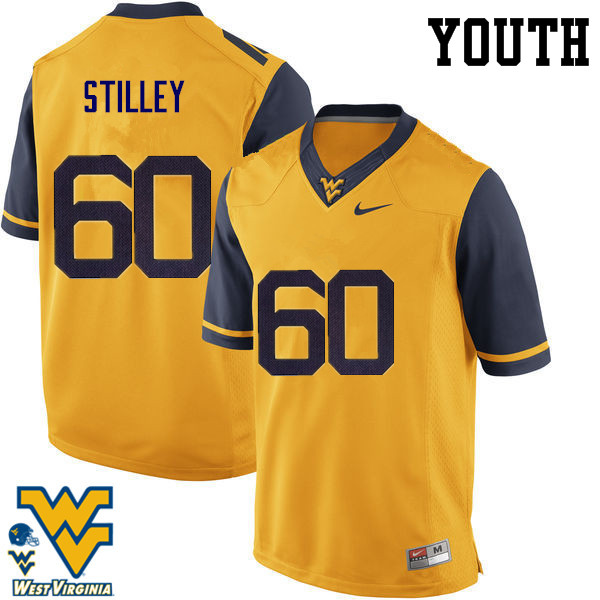 NCAA Youth Adam Stilley West Virginia Mountaineers Gold #60 Nike Stitched Football College Authentic Jersey YQ23Y07MS